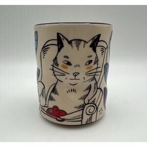 The Bowl Maker Lucky Cat Cup with Mouse 8oz Collectible Dimpled Pottery Cup